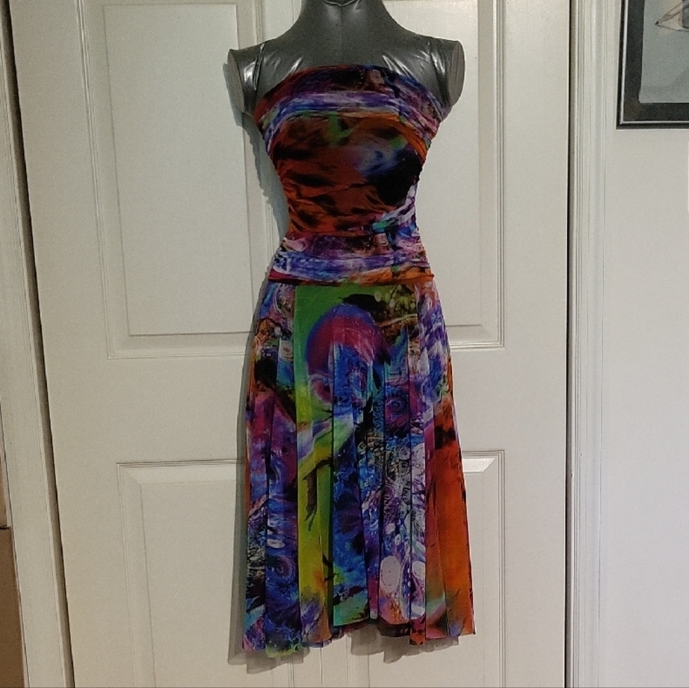 Blue and Purple Strapless Sundress for Cocktail Nights